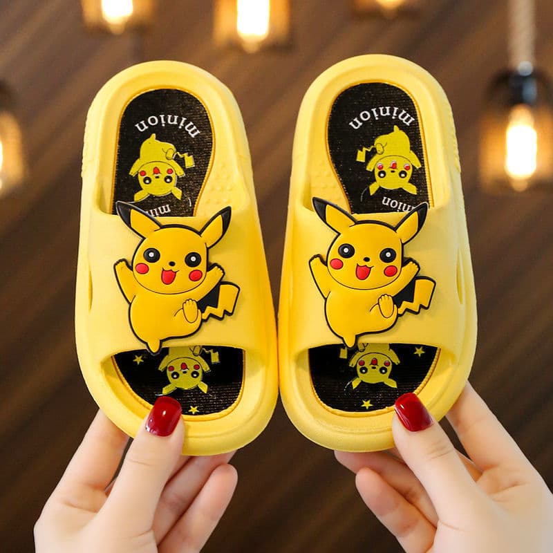 Children's Slippers Boys Pikachu Cute Cartoon Indoor Non-Slip Soft Sole Home Bathroom Baby Boy Sandals