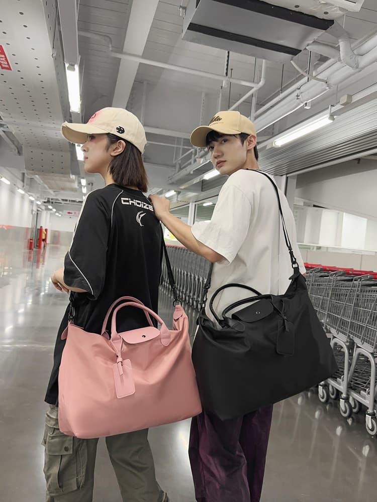 Waterproof Oxford Cloth Short Trip Luggage Bag, Trendy Travel Tote, Large Capacity Shoulder Crossbody Gym Bag, Lightweight Sports Bag