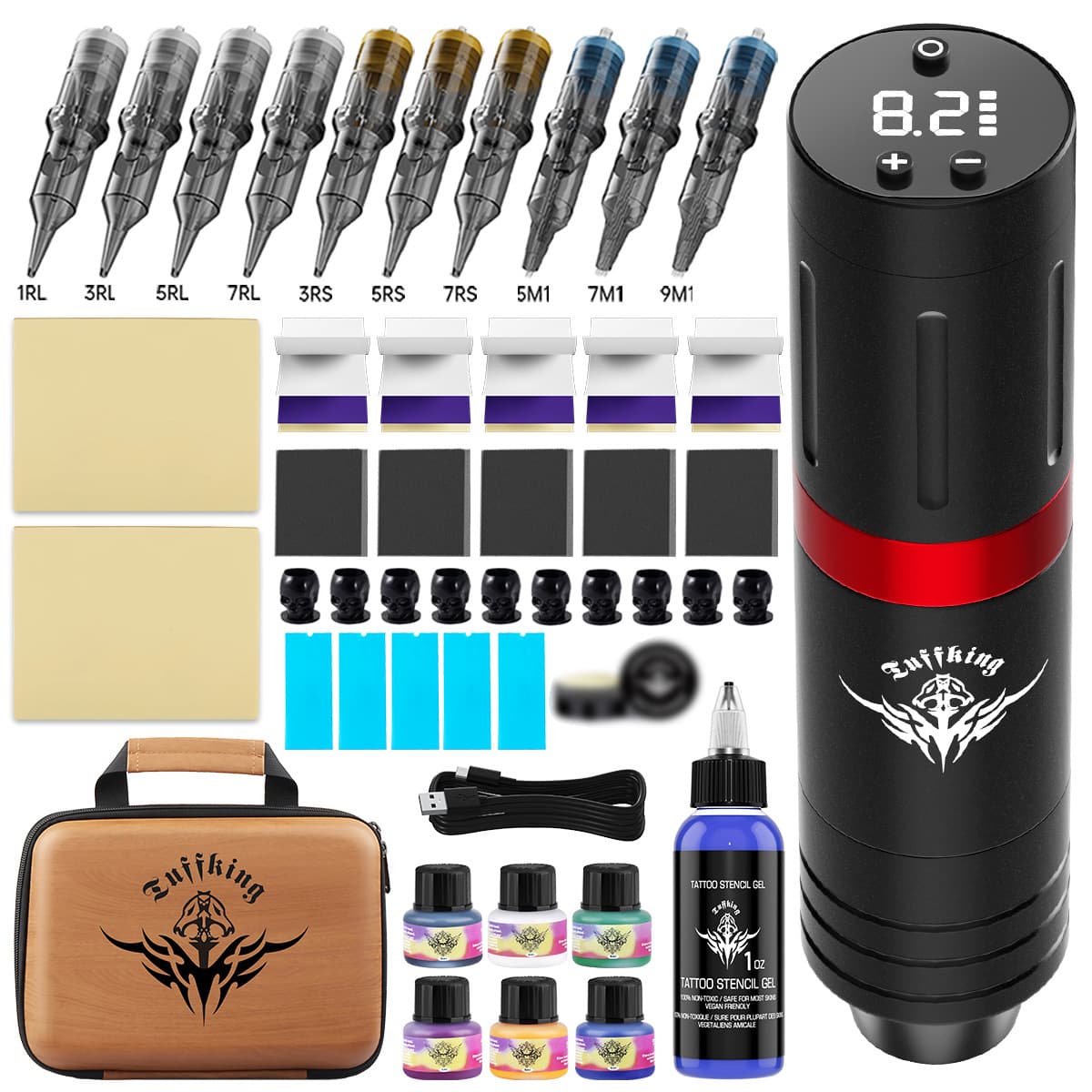 Wireless Tattoo Pen Battery Pen Motor Integrated Tattoo Machine Set All-in-One Tattoo Pen Needle Tattoo Ink Cross-Border