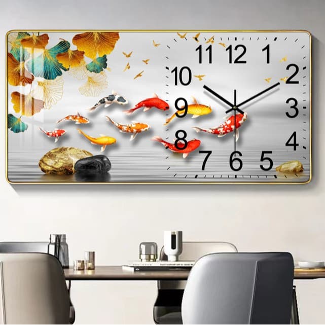 Cross-Border Amazon Source Factory Horizontal Rectangular Wall Clock Living Room Clock Home Wall Clock Quartz Clock