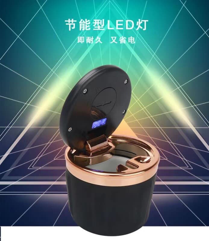 Universal Car Ashtray with Ceramic Liner and LED Light, Eco-Friendly High Flame Retardant Car Interior Accessory
