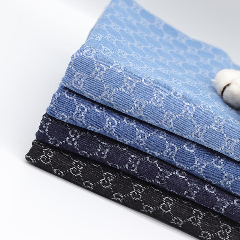 Erlifan trendy jacquard denim fabric for bag making, washed denim, thick denim, frayed cut denim DIY