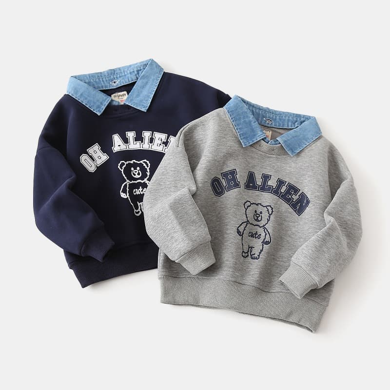 Children's Faux Two-Piece Hoodie 2026 New Korean Style Boys Detachable Collar Fashion Hoodie Baby Top Trendy