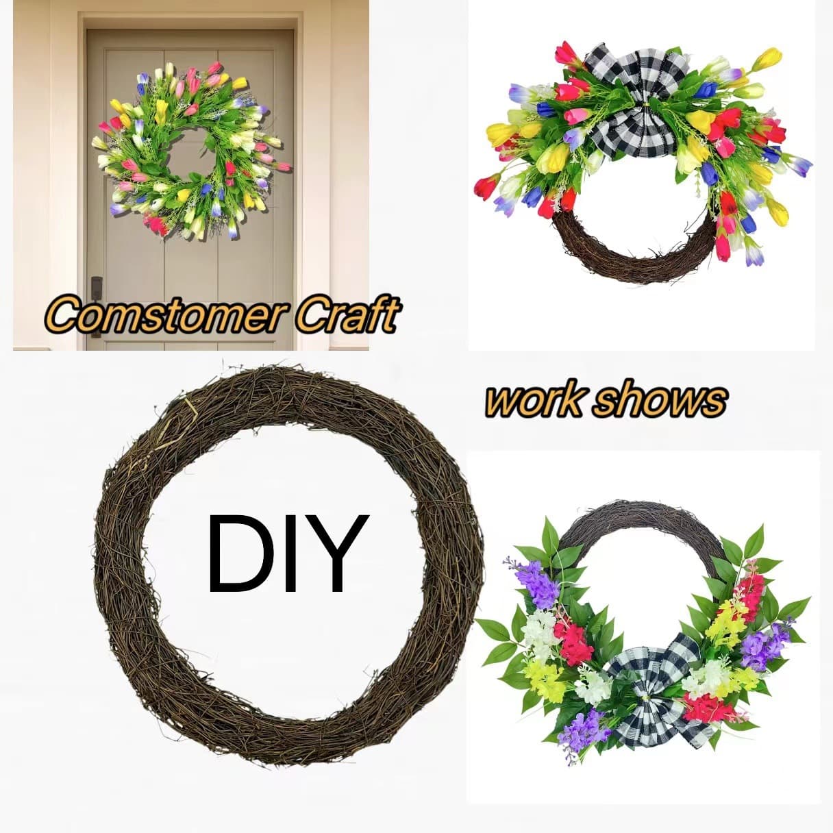 Cross-border sun ring DIY frog ivy wreath, Christmas wreath, natural handmade rattan wreath semi-finished product from source factory.