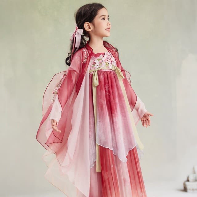 Girls Hanfu 2026 Spring and Summer New Children's Costume Girls Ancient Style Tang Suit Suspender Dress Suit Gradient Skirt