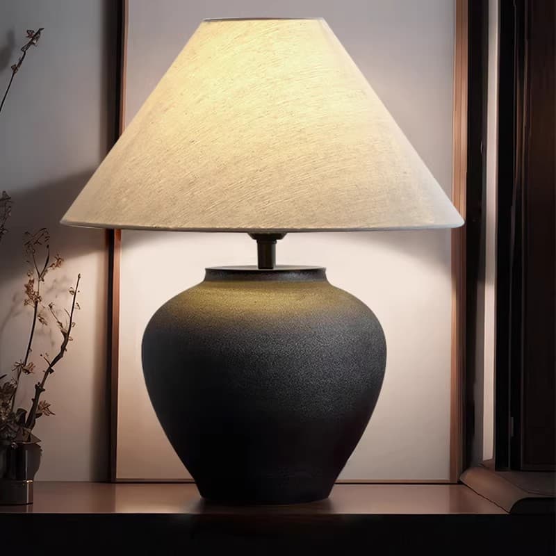 Japanese wabi-sabi style ceramic table lamp bedroom bedside study designer living room B&B hotel