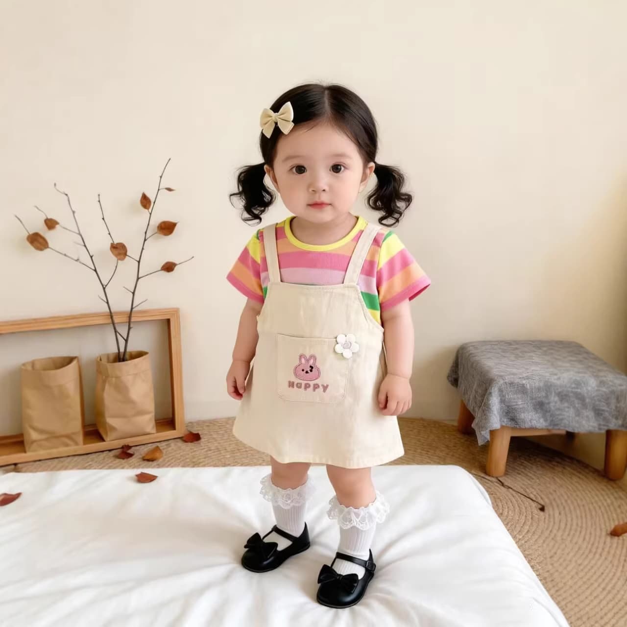 2026 New Girls Dress Summer Pure Cotton Thin Striped Short Sleeve Baby Toddler Girls Children's Skirt