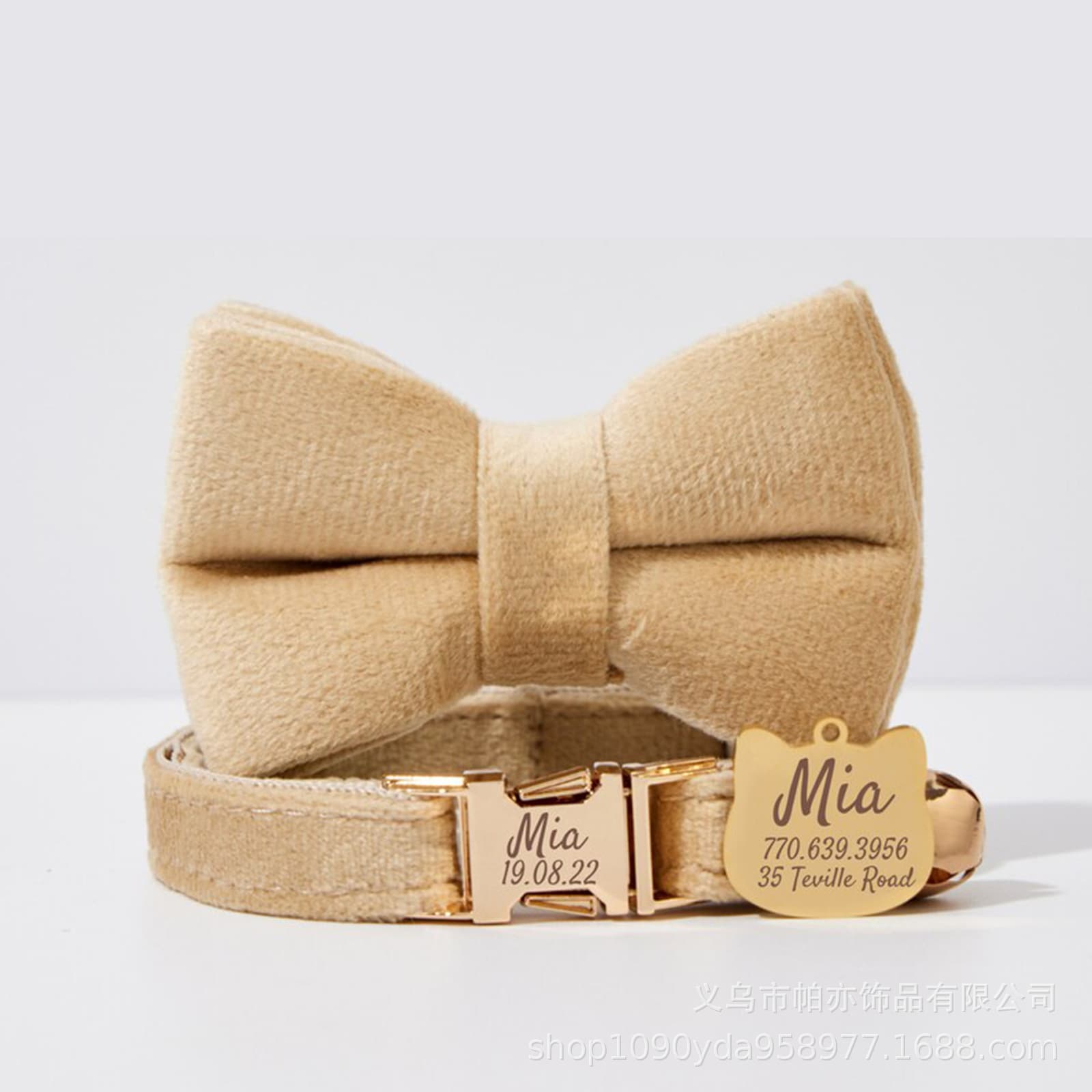 Bell Velvet Cat Collar Outdoor Cat Collar Anti-Loss Cat Neck Bow Tie Cat Collar Set