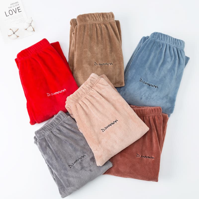 Flannel Fairy Cozy Pants, Thick Coral Fleece Boys' and Girls' Warm Sleep Pants, Autumn/Winter Children's Parent-Child Home Pants