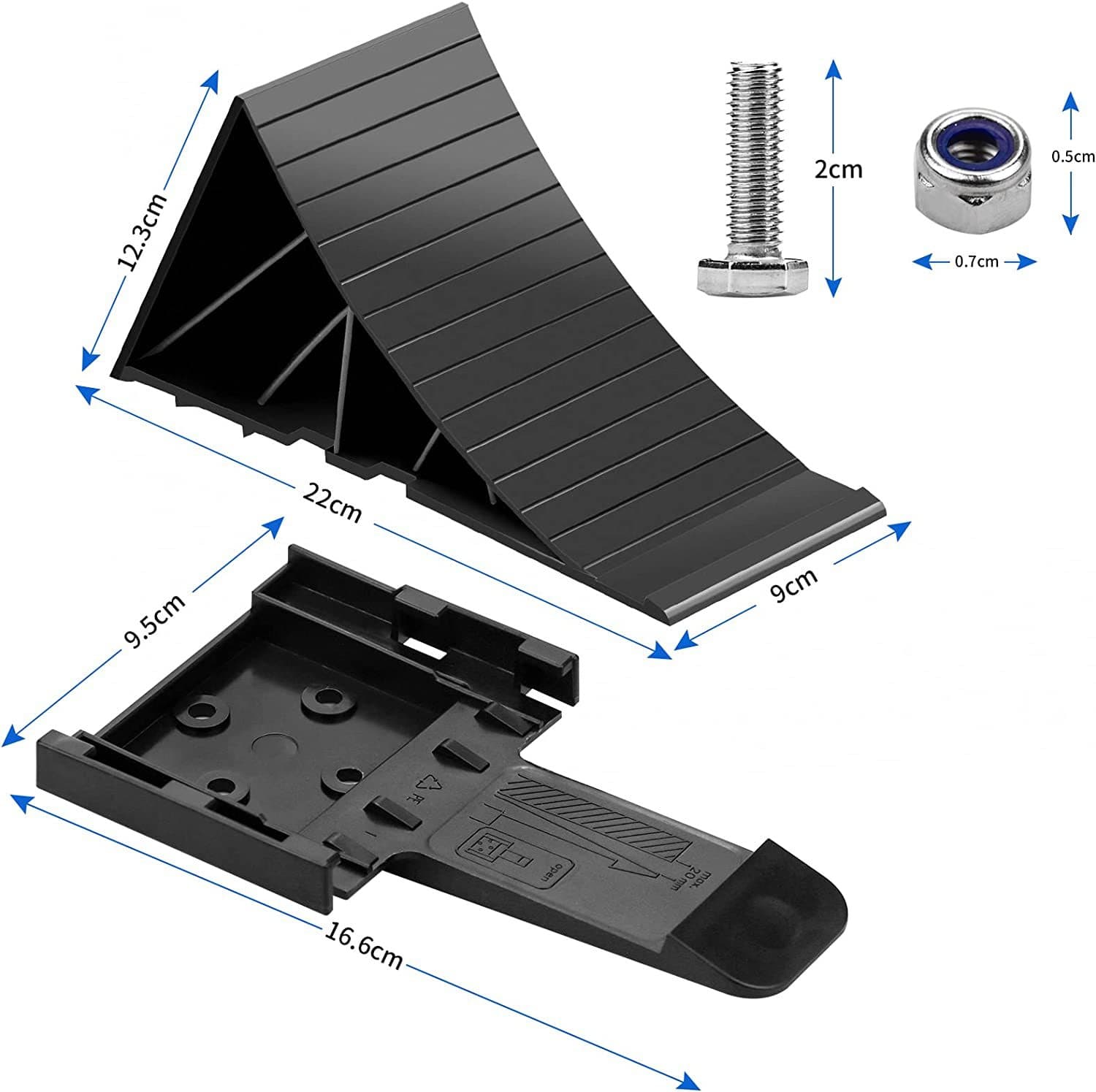 Wholesale RV Trailer Plastic Wheel Chock with Handle and Base, Portable Triangular Wedge Block