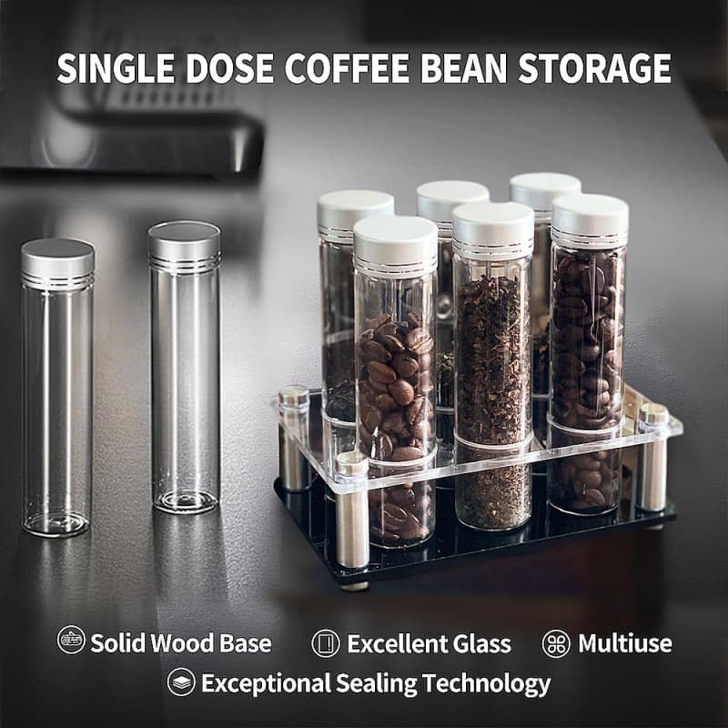 Coffee Bean Storage Tube Acrylic Base Coffee Bean Dispenser Sealed Glass Test Tube Storage Display Rack