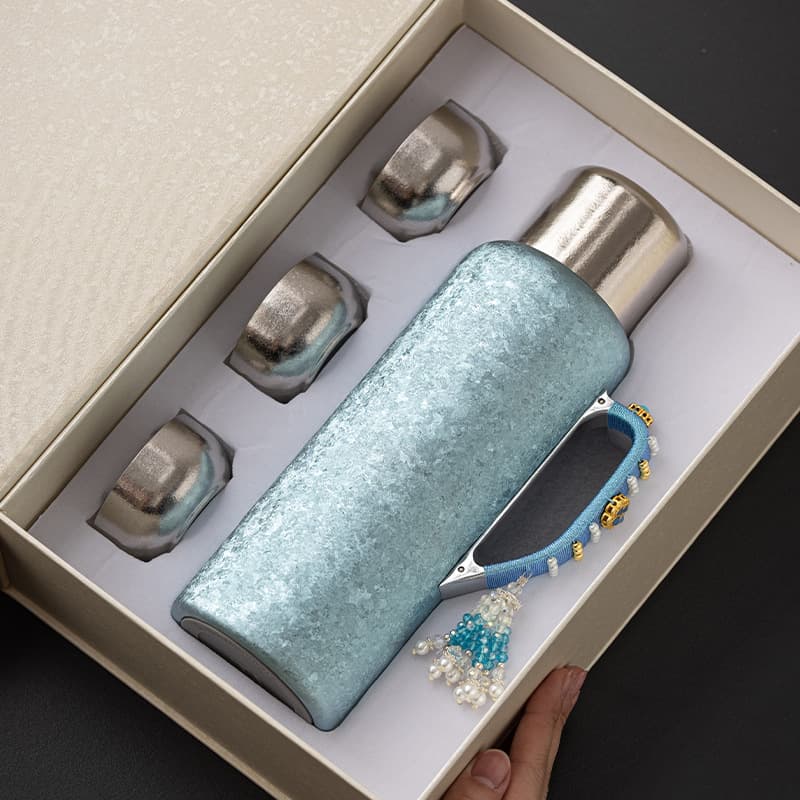 Pure titanium double-walled insulated teapot, thermos, aged white tea brewing pot, tea and water separation pot, household heirloom, hot water bottle, gift.