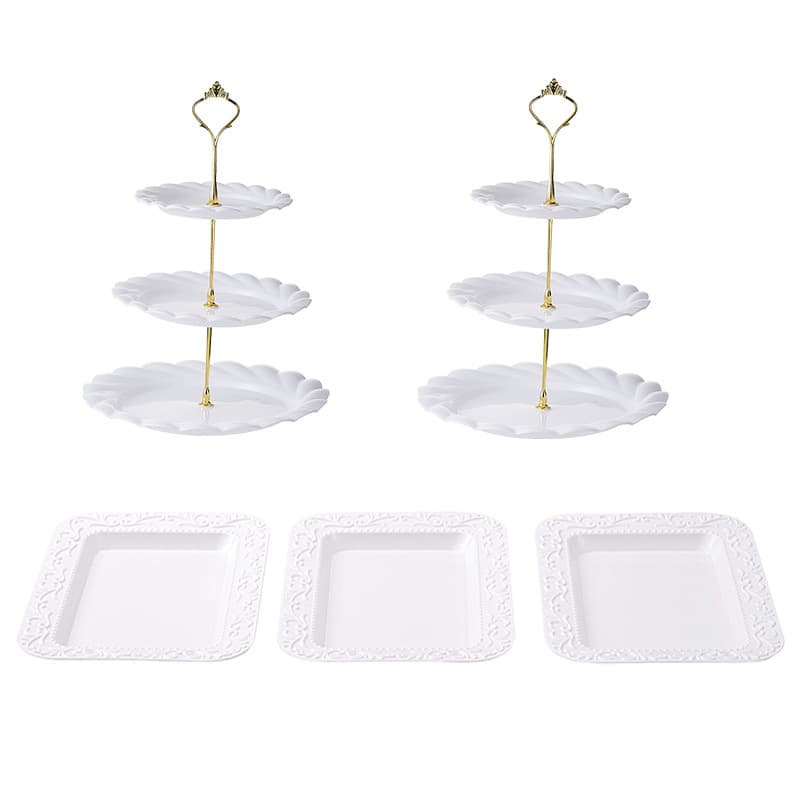 European-style 3-Tier Cake Stand Fruit Tray Birthday Party Dessert Table Decoration Afternoon Tea Pastry Tray Dried Fruit Plate