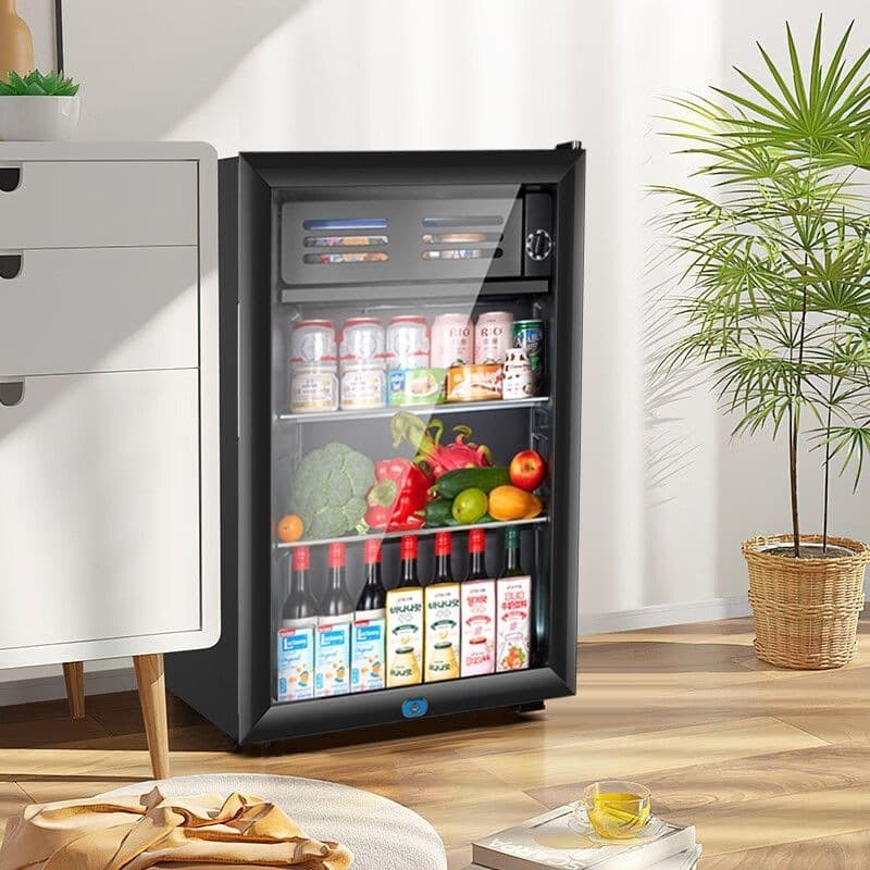 Xinfei Beverage Cooler, Home Small Refrigerator, Large Capacity Transparent Fridge, Office Drink and Wine Cabinet, Fresh-Keeping Cooler, Freezer