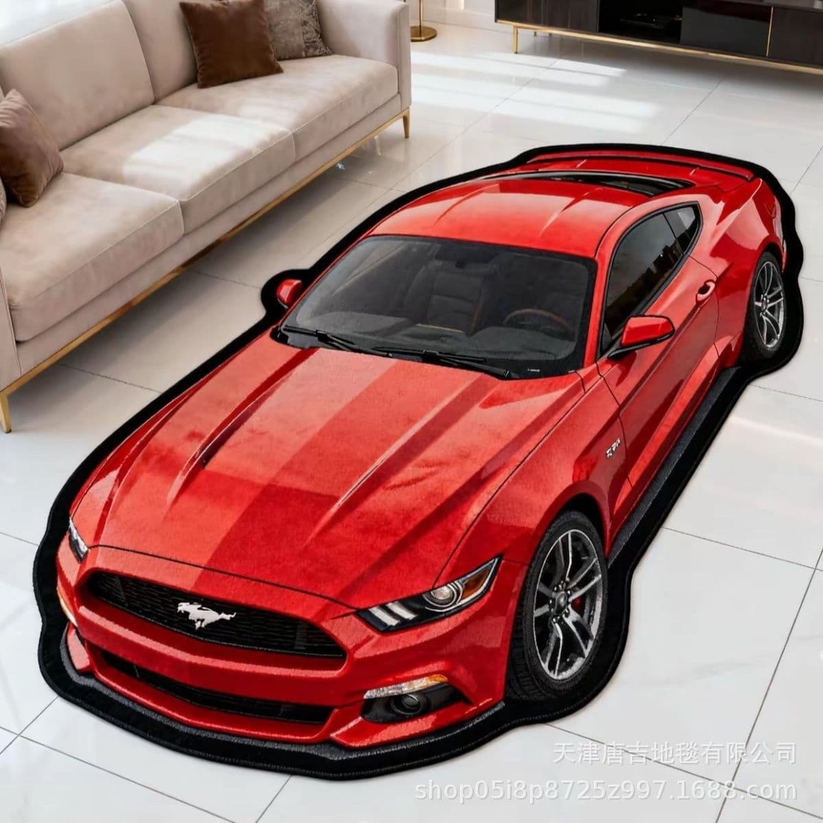 Creative Car Crystal Velvet Floor Mat, Durable, Wear-Resistant, Easy to Clean and Washable for Bedroom, Bedside, Room, Balcony