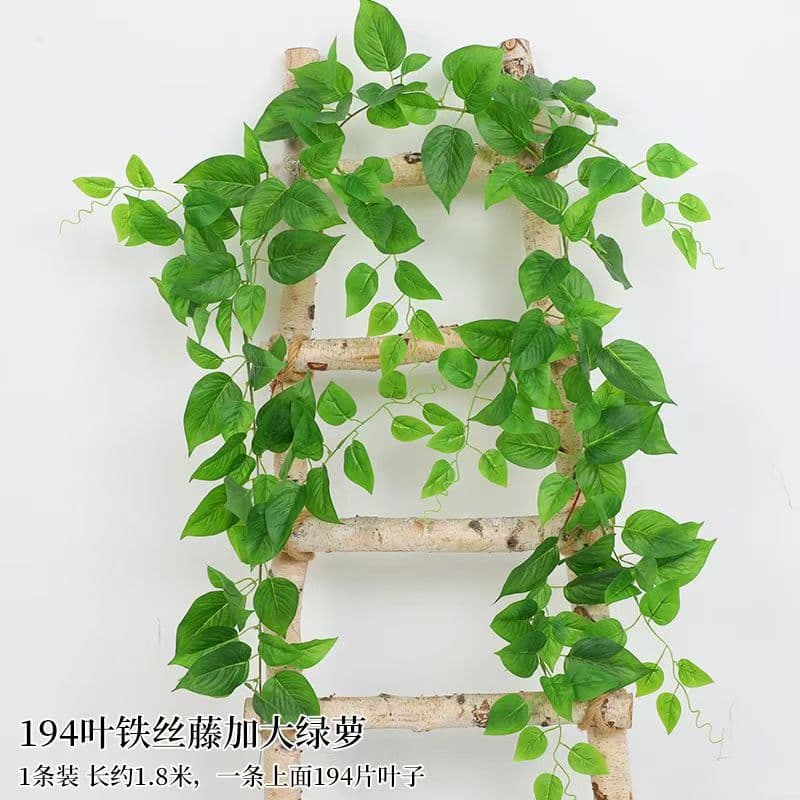 Artificial Pothos Vine Wall-Mounted Plant Indoor Decoration Faux Plastic Flower Fake Vine Artificial Greenery Cross-Border Wholesale