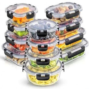High Borosilicate Glass 12-Piece Set, Microwave and Oven Safe to 400°C, Refrigerator and Dishwasher Safe, 8-Piece Freshness Bowl Set
