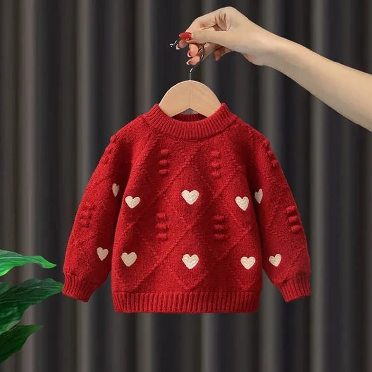 Girls' Sweater New Fall Winter Style Trendy Kids Top Baby Girls Winter Thick Knit Base Layer