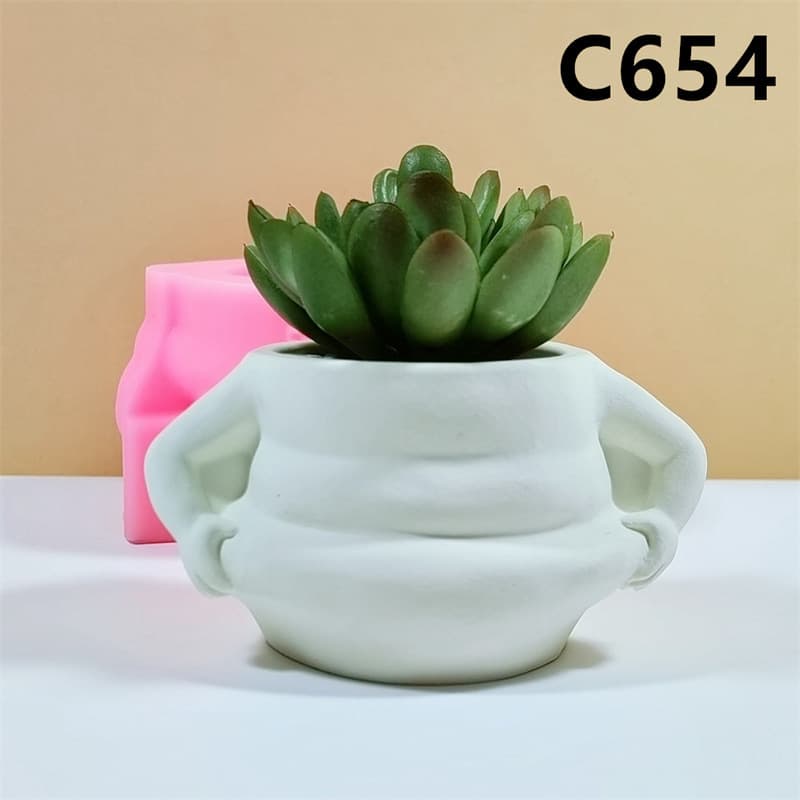 Simple Flower Pot Silicone Mold for Plaster DIY Handmade Home Indoor 3D Creative Decoration C654