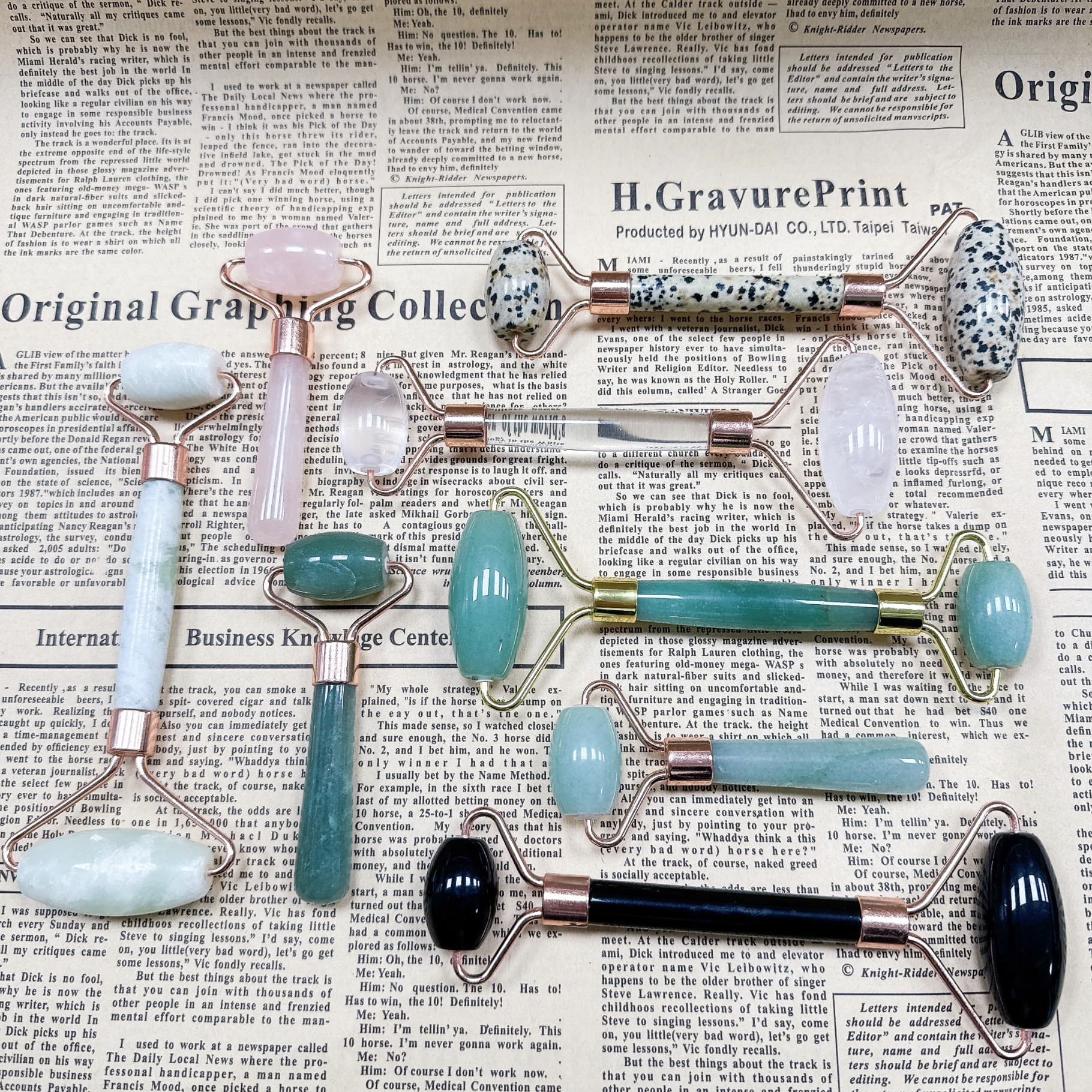 Natural Crystal Double Head Roller Face Massager Jade Eye Area Facial Beauty Wholesale Set Skin Care