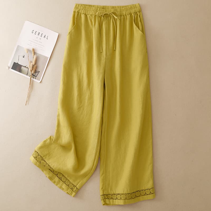 2026 Wide-Leg Pants for Women High-Waist Draped Embroidery Hollow-Out Design Straight-Leg Pants Slimming Casual Trousers Long Pants
