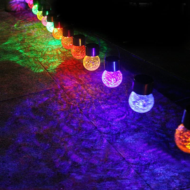Outdoor Solar Crackle Ball Light Colorful Hanging Garden Waterproof Solar Landscape Light New Solar Outdoor Light