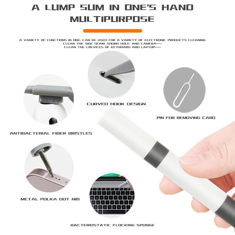 Multifunctional Cleaning Brush Laptop Dust Cleaning Tool Kit Small Brush Earbud Cleaning Pen Phone Port