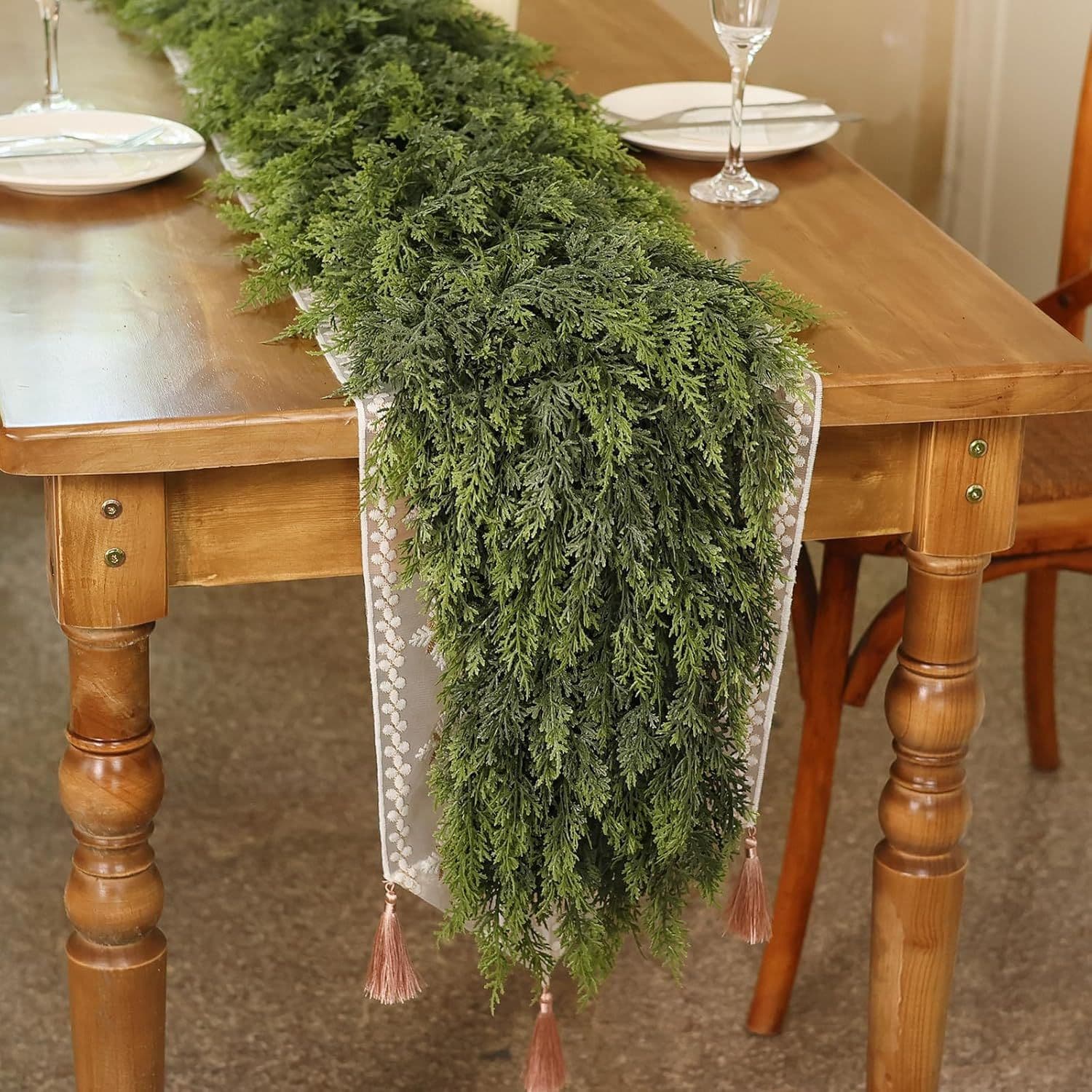 Beautiful Christmas Norfolk Simulation Rattan Soft Rubber Front Door Hanging Decoration Staircase Desktop Ornament