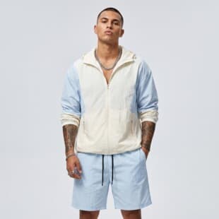 Color Block Hooded Sun Protection Suit Men's Summer Lightweight Quick Dry Breathable Outdoor Jacket Casual Sports Shorts