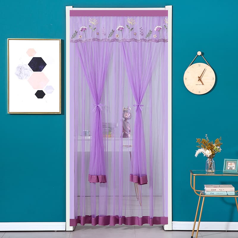 Spring hanging double-layer punch-free anti-mosquito door curtain fabric net red gauze curtain bedroom lace door curtain partition curtain