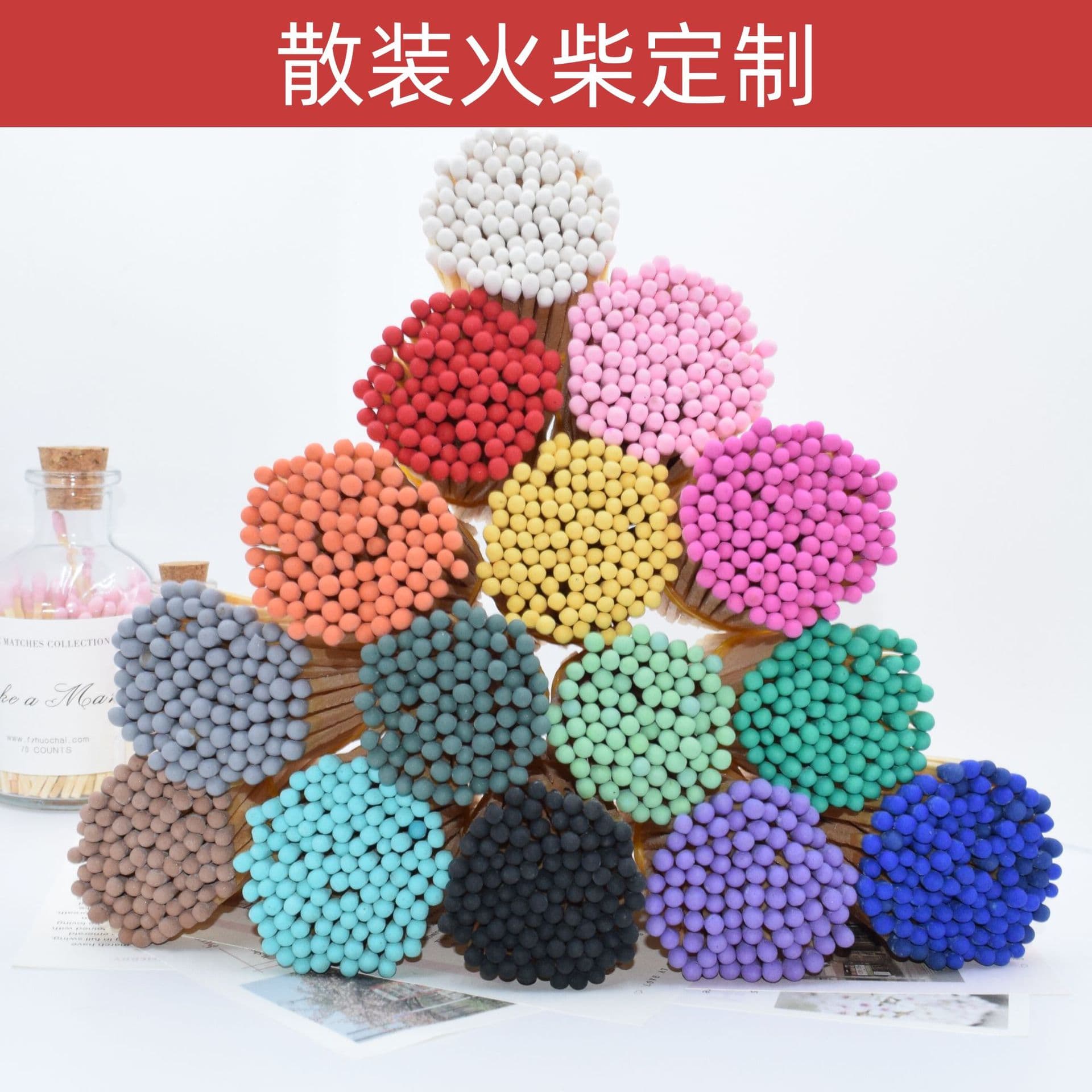 Custom Bulk Matchsticks with Extended Handles, Colored Heads - Manufacturer Wholesale of Vintage Matches in Various Lengths and Colors