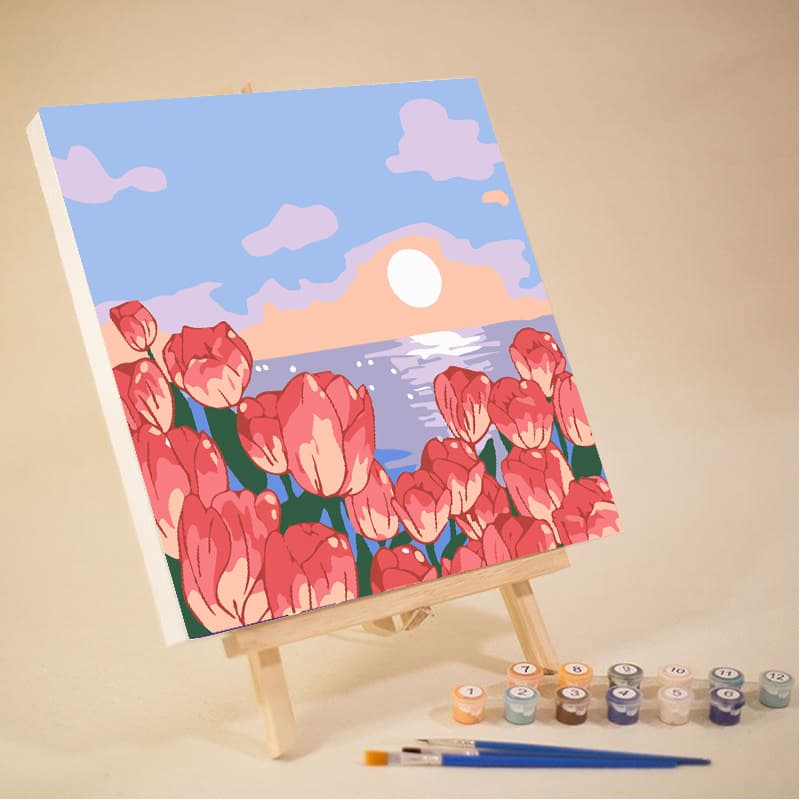 DIY digital oil painting manufacturers wholesale high-gloss pigments, colored canvases, flower digital oil paintings for children.