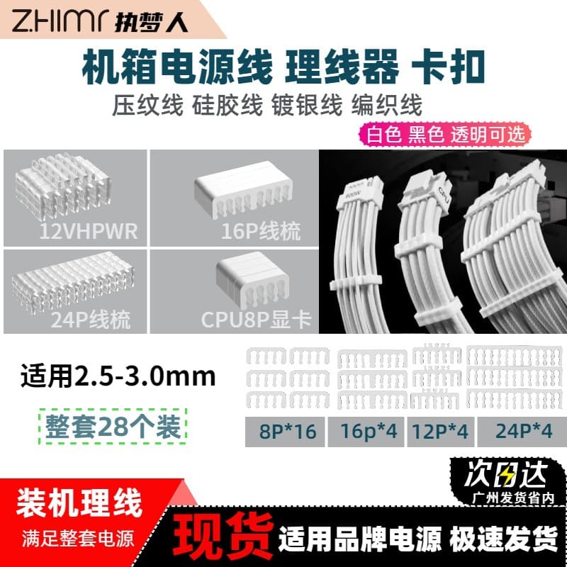 PC Power Supply Cable Comb, Motherboard 24-PIN Cable Manager, CPU GPU Wire Clip 8-PIN Cable Organizer