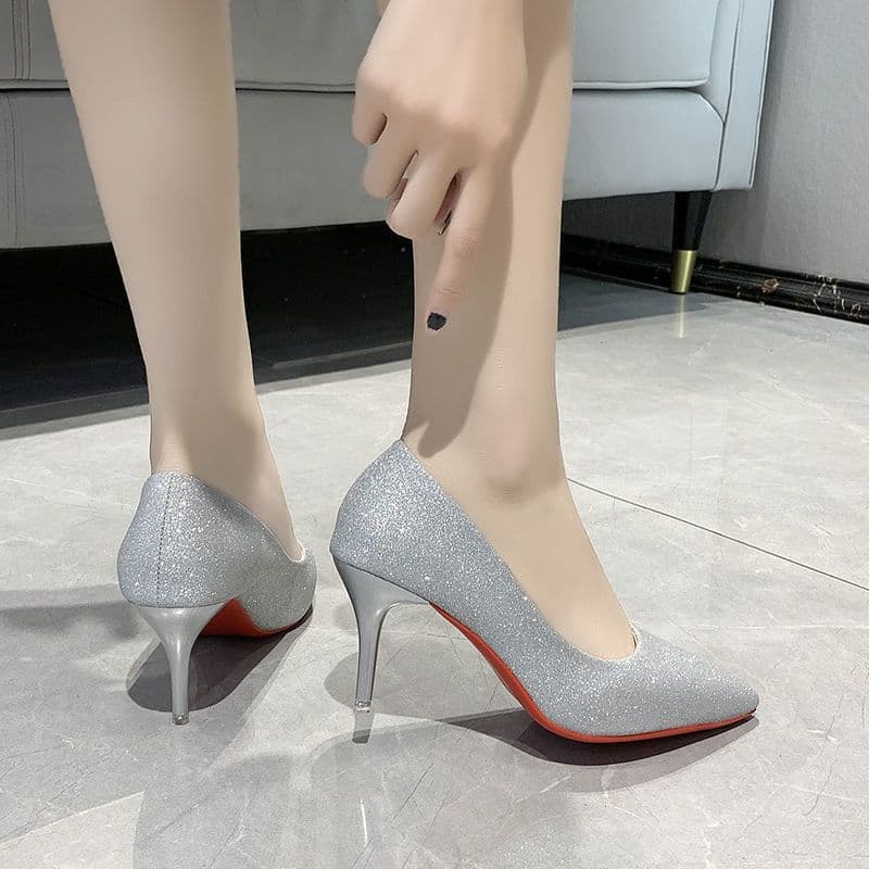 Nunbai Size 35-45 Large Size High Heels 44 Thin Heel Sexy Women's Shoes 43 Slimming Wedding Shoes 42 Men's Crossdressing Shoes