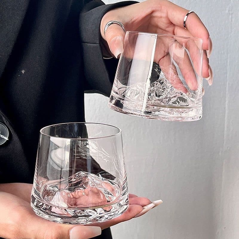 Premium Crystal Mount Fuji Cup Iceberg Glass Cup Mountain View Cup Japanese Style Snow Mountain Cup Water Cup Tea Cup Whiskey Cup