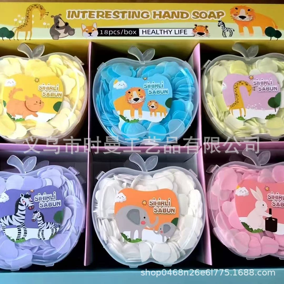 Outdoor Portable Hand Washing Travel Disposable Paper Soap Sheets Apple Scent Soap Flowers Paper Bottle Flower-Shaped Soap Sheets
