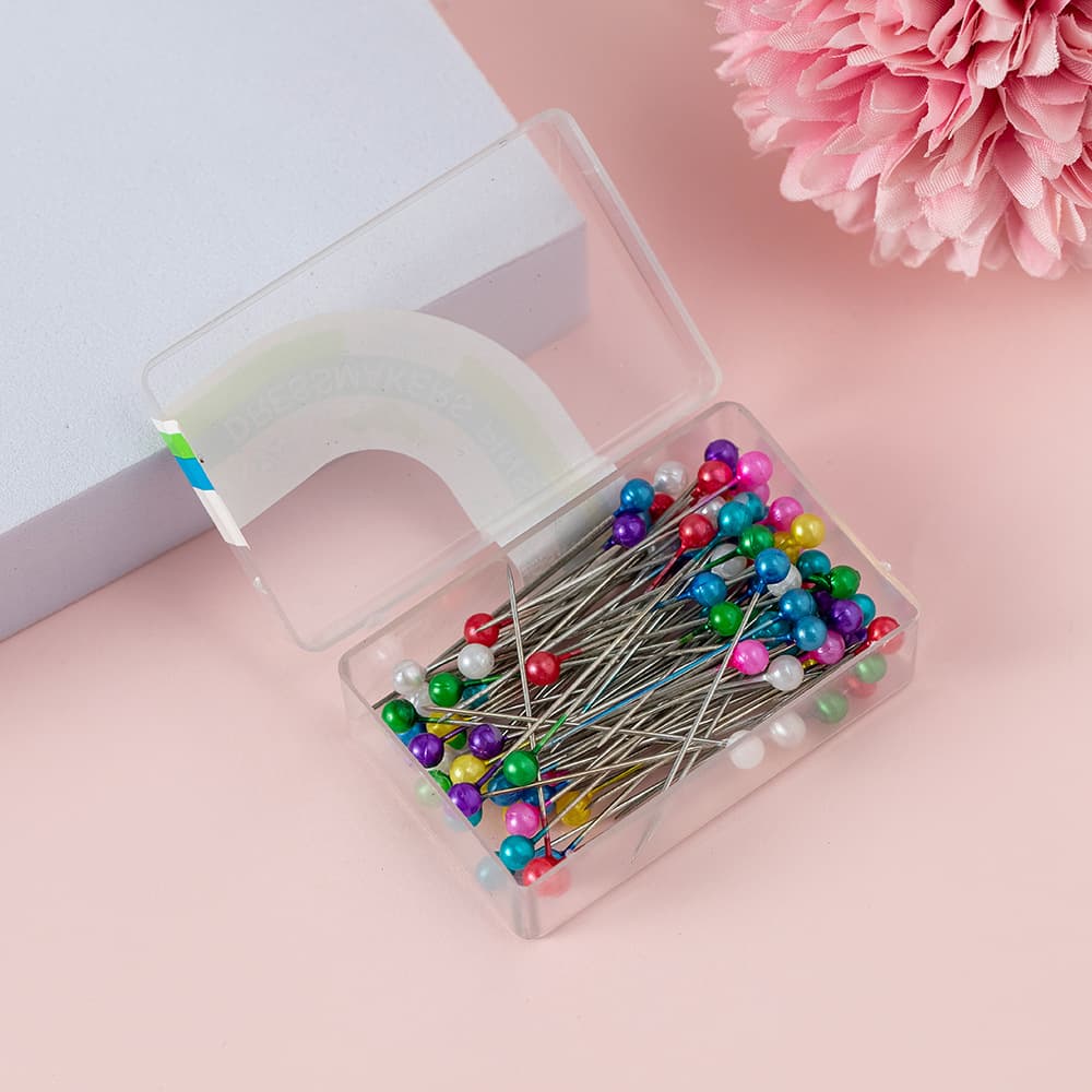 100 colored pearlescent needles in a box, handmade DIY cutting and positioning