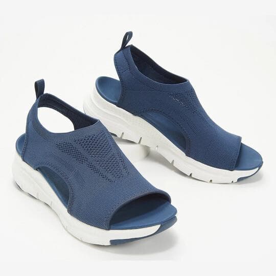 Summer 2024 Fish Mouth Mesh Sports Women's Shoes Flat Sandals Women Cross-border Fly Knit New Large Size Casual Women Soft Sole