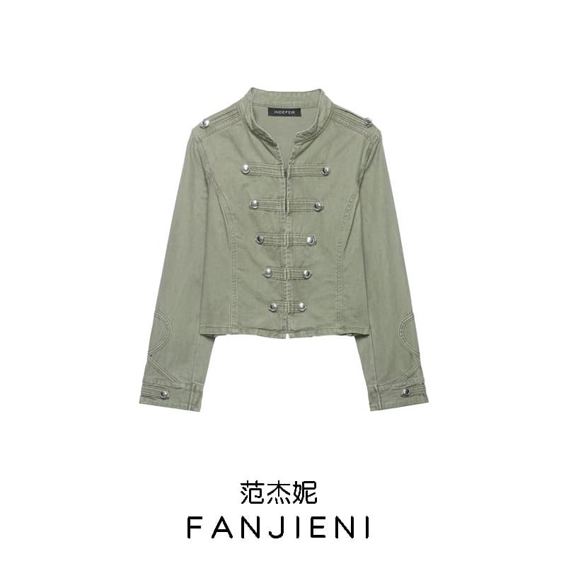 ZR Foreign Trade Wholesale - European and American Style Women's Clothing, Commuting Style, Versatile Button-embellished Slim Fit Long-Sleeved Jacket 5252072