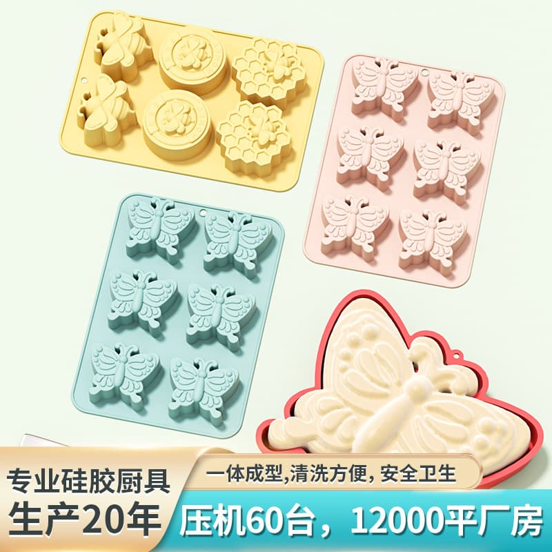 6-piece butterfly-shaped silicone mold DIY 3D ornament baking epoxy mold cake bee baking tray