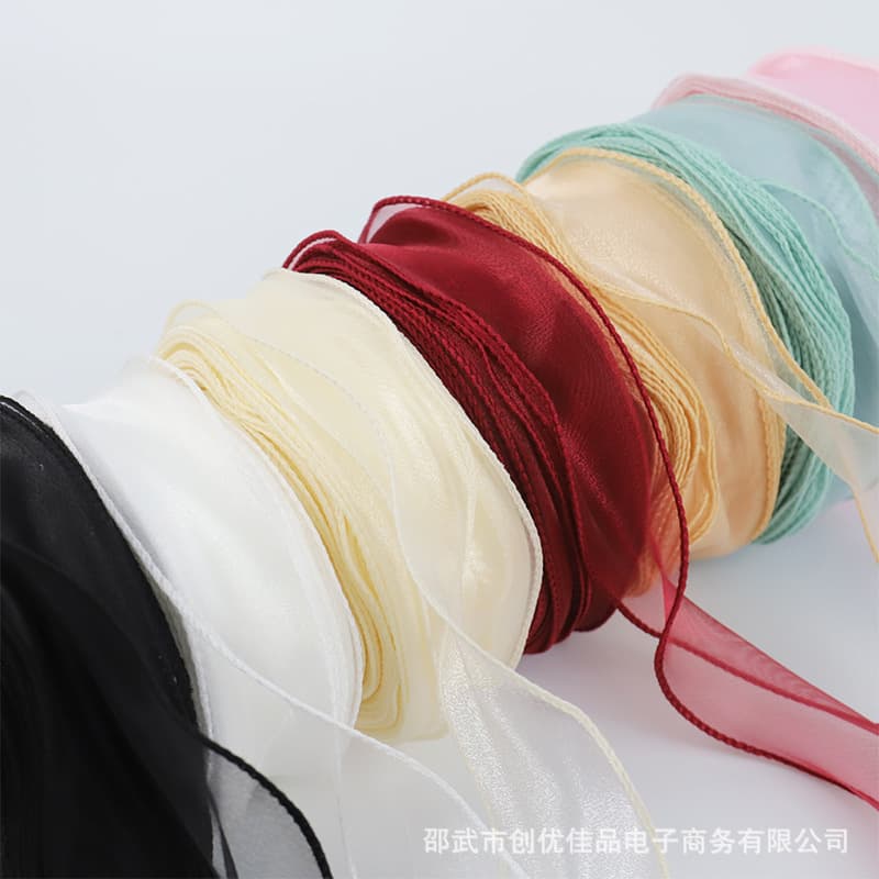 4cm large roll coreless colorful fishtail yarn gift ribbon bouquet tie diy material wavy yarn with flowers ribbon
