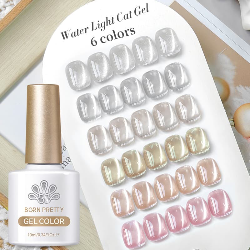 BORN PRETTY White Glass Crystal Water Light Cat Eye Magnetic Gel Varnish Jelly Color LED Gel Nail Polish