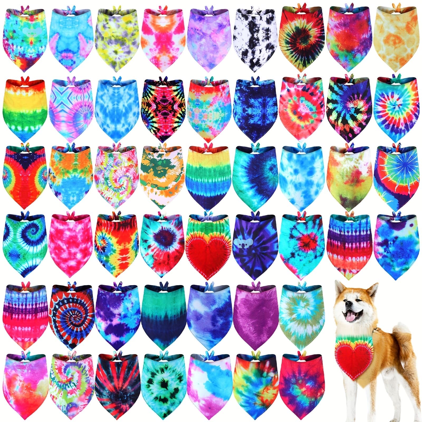 50pcs Tie Dye Dog Bandanas Bulk For Dogs Spring Dog Cross-border