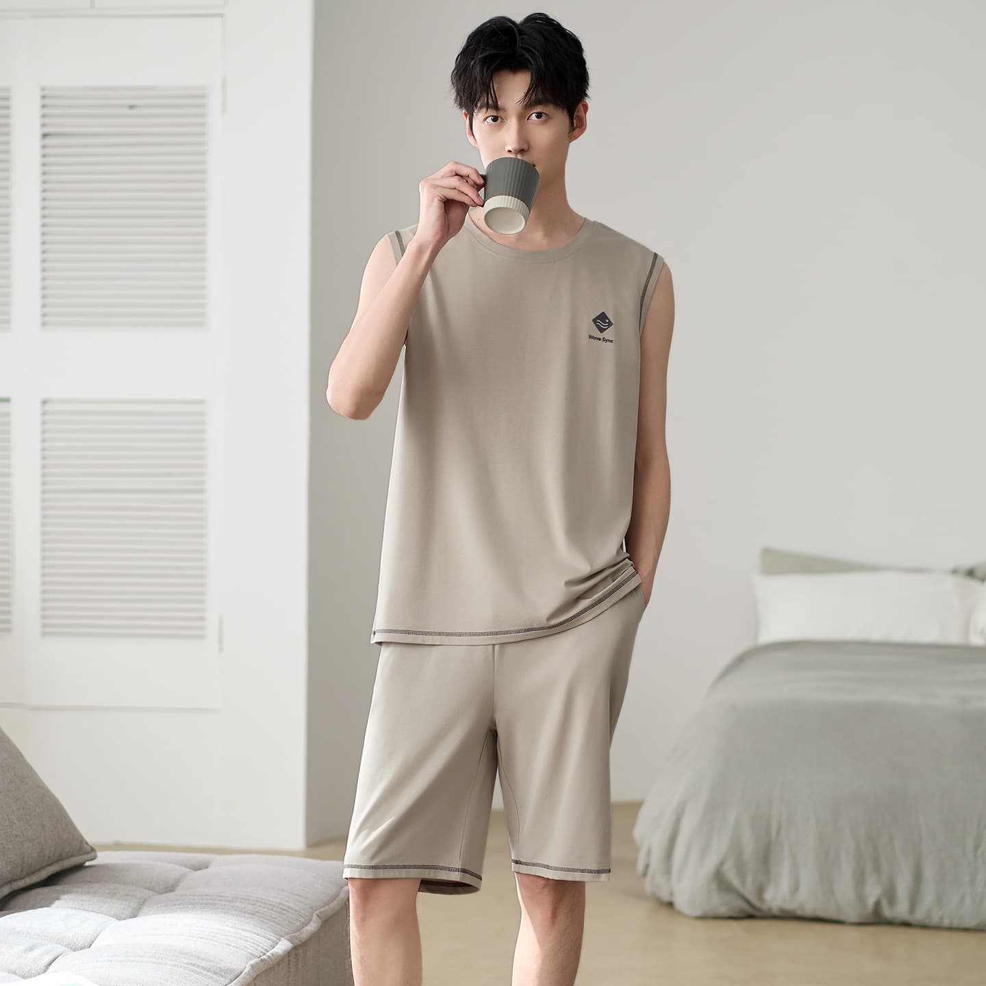 Pajamas for Men Summer Modal Vest Shorts Thin Sport Style Wearable Outside Homewear Set