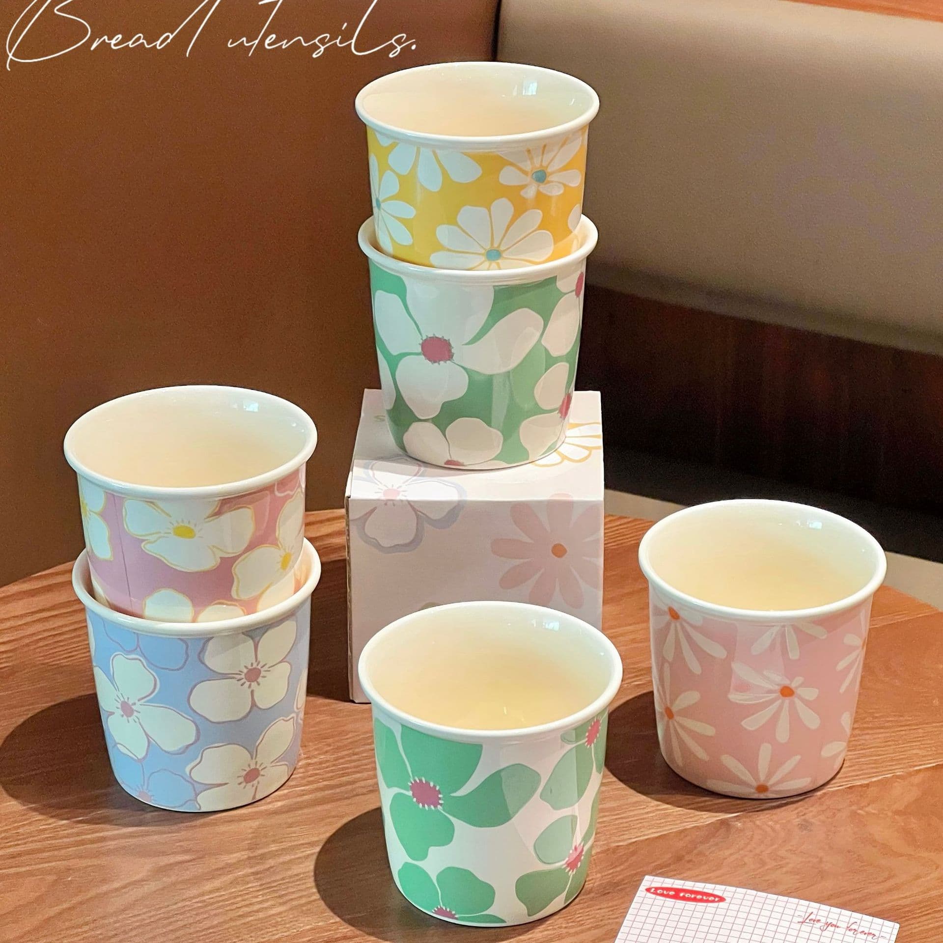 Spring Flower Fresh Cup Home Ceramic Mug High Appearance Handheld Coffee Cup Fine Home Ceramic Cup