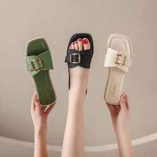 Cross-border E-commerce Wholesale Flat Sandals for Women Summer Outdoor One-strap Indoor Anti-slip Versatile Beach Sandals