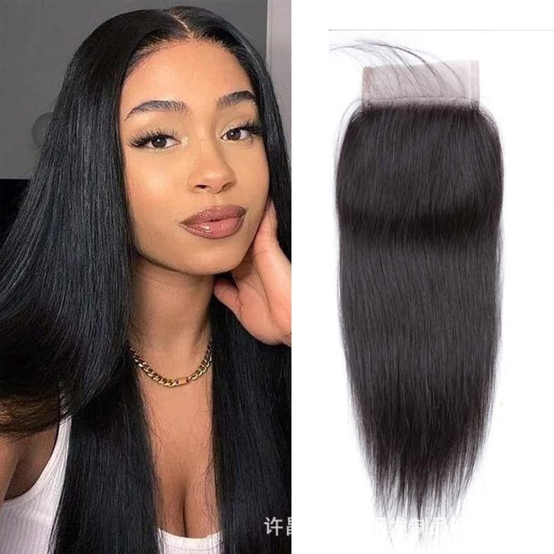 Realistic Wig Hair Piece 4x4 Lace Hand-Tied Natural Color Hair Piece Fully Reversible Along Wig Hair Piece Xuchang Wig Person