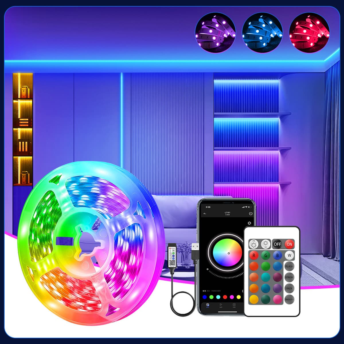 Lianbang usb05v3535-15 colorful LED lamp with remote control dimming magic atmosphere light TV background light strip