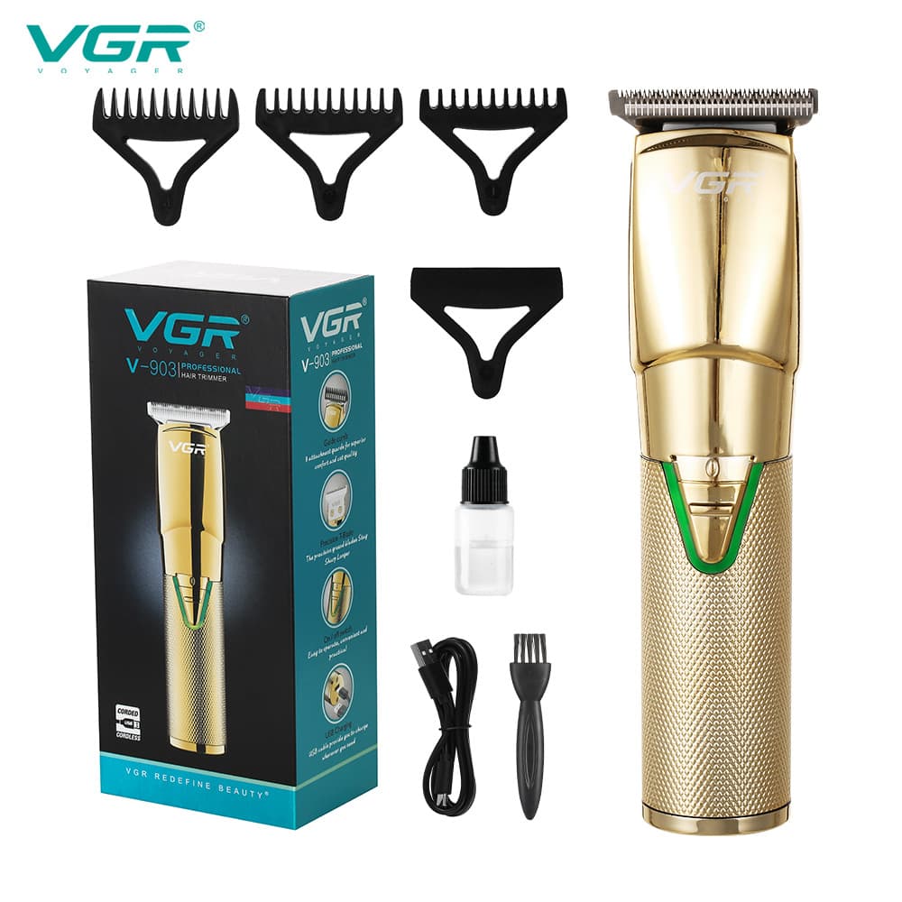 VGR Metal Hair Clipper Electric Trimmer Home Salon Rechargeable Haircut Scissors V-903 Stainless Steel Blade Waterproof