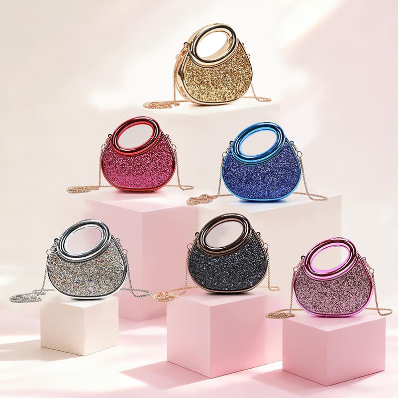 2026 New Acrylic Rhinestone Evening Bag Shell-Shaped Children's Bag Lipstick Bag Mini Rhinestone Chain Bag